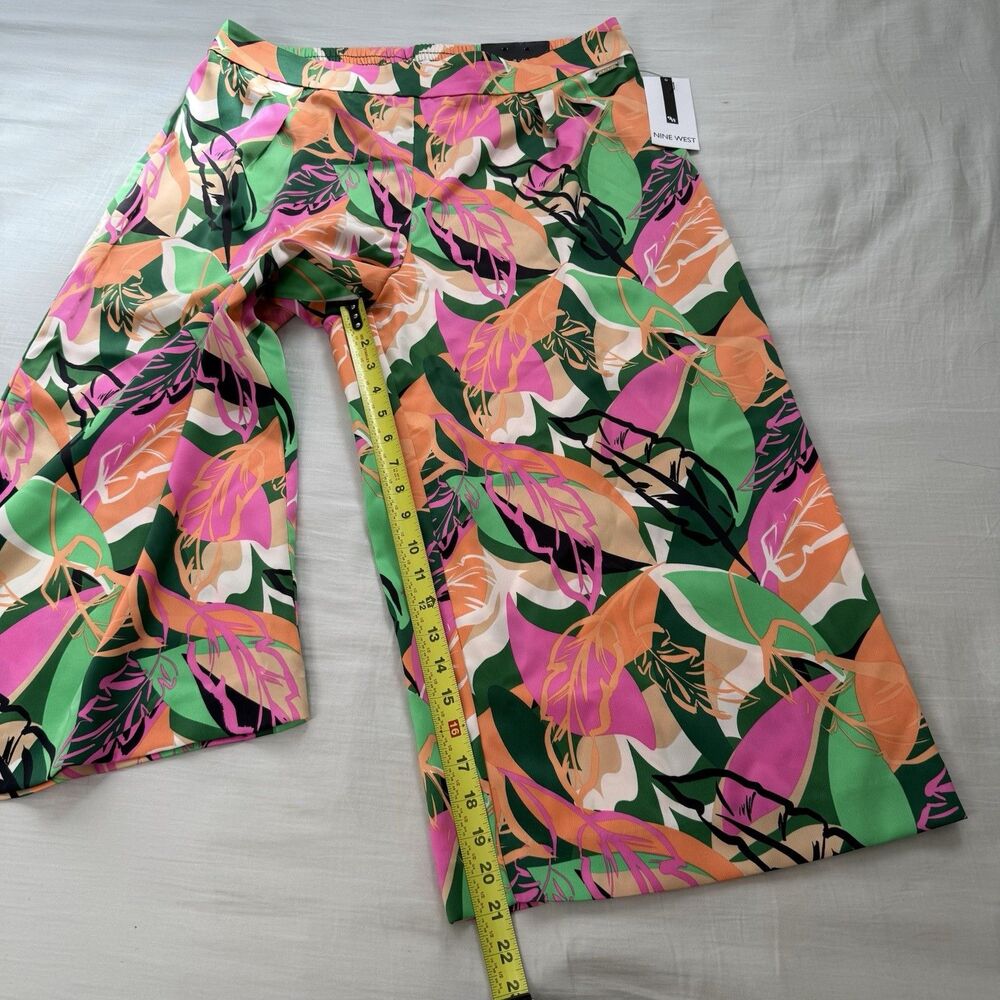 NEW Nine West Floral Culottes Pants Size XL Wide Leg Pull On Trouser Tropical - Picture 10 of 16